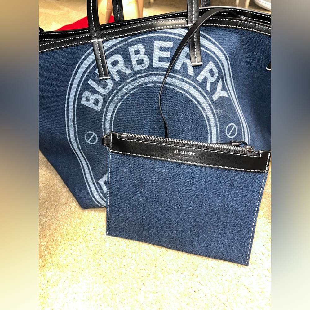 Denim Burberry large tote bag.
